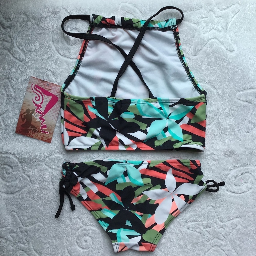 Kanu Surf Rowan Black Tropical Print Bikini Set - Size 4 - Picture 2 of 6